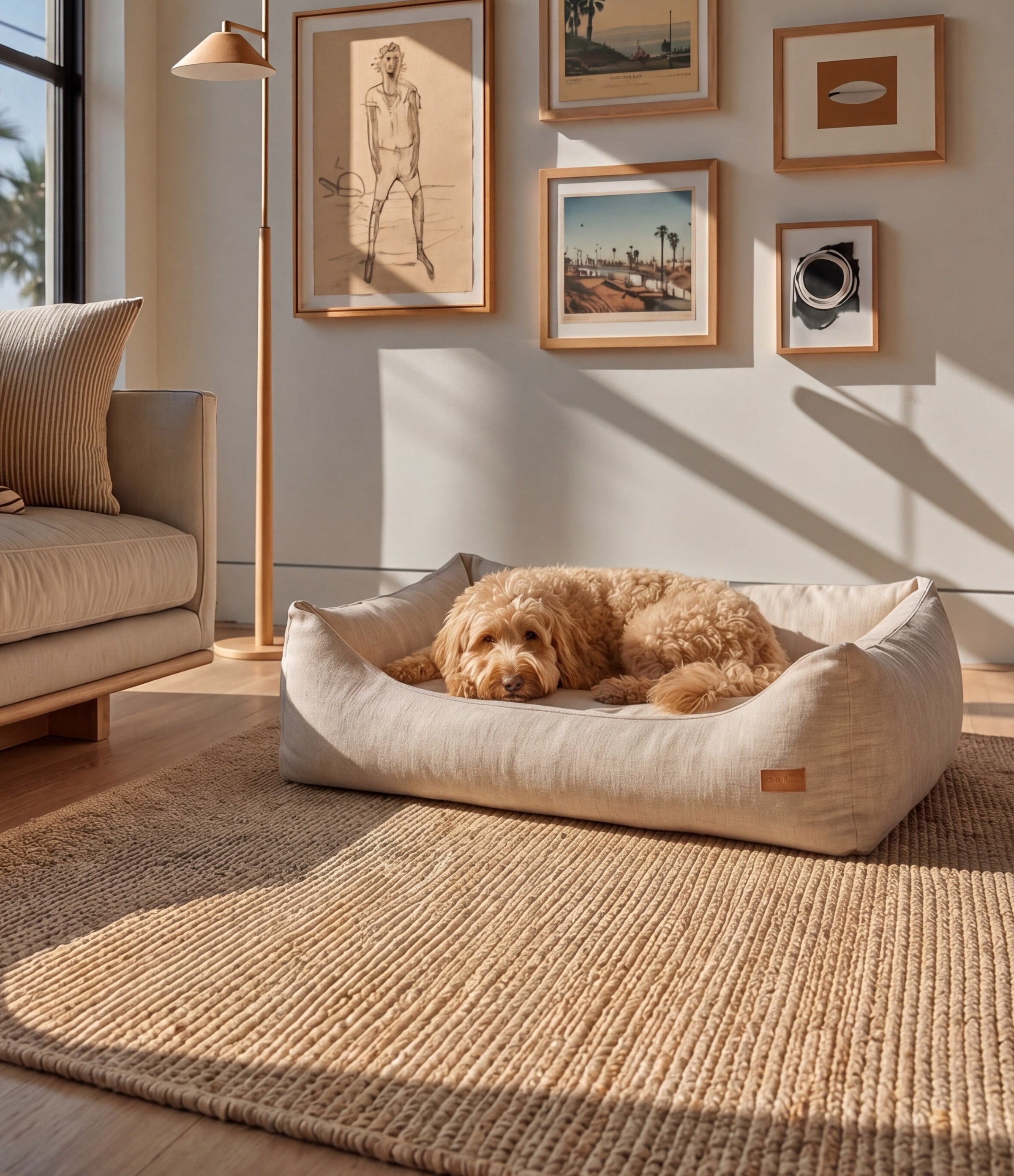 The Lounge in oatmeal boucle.